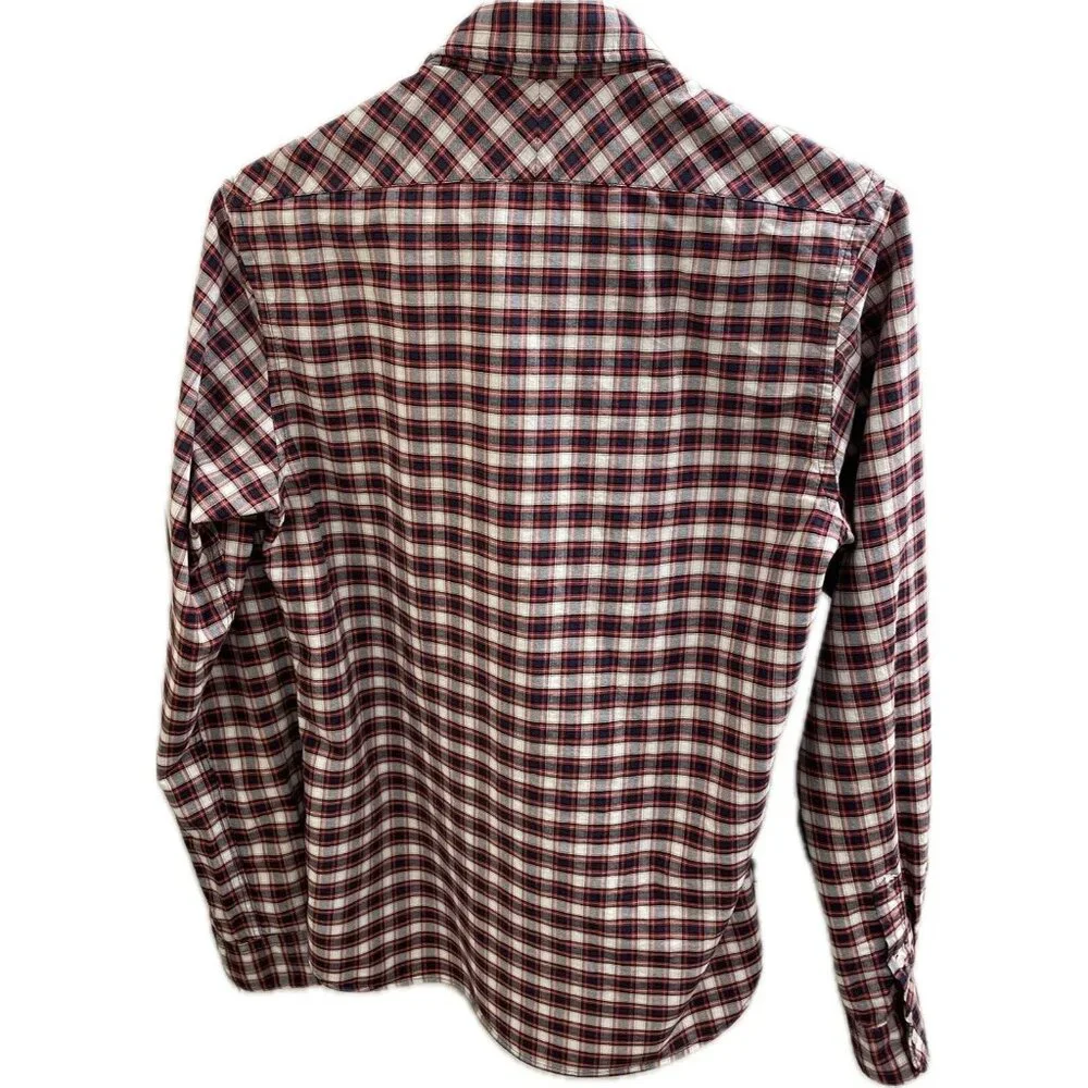 scotch and soda Red Plaid Button-down Shirt men M Cotton Collar Long Sleeve - Picture 5 of 11